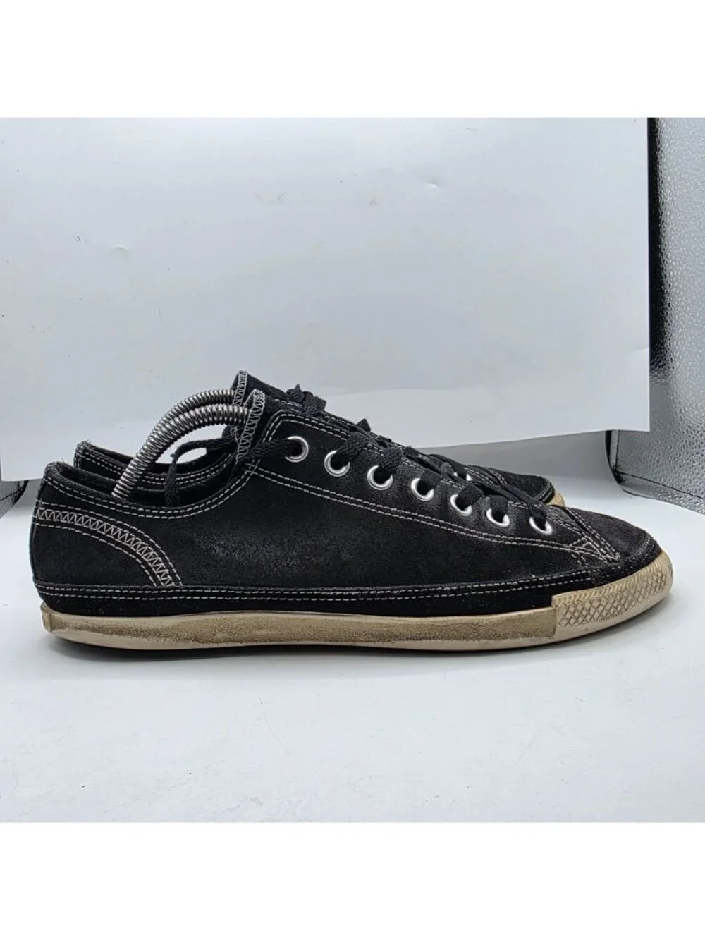 Converse All Star Mens Low Top Sneakers Mens 9 Black Leather Casual Shoes - Picture 10 of 14